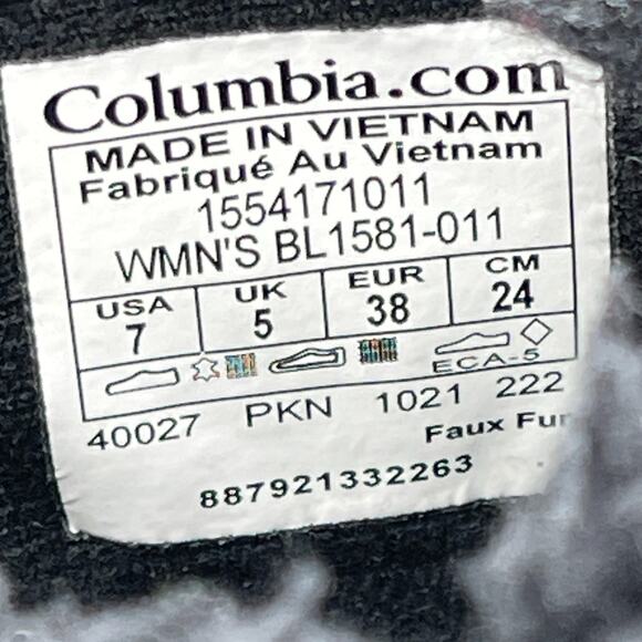 Columbia Ice Maiden II Boots Womens Size 7 Black Lace-Up Snow Comfort Winter - Picture 8 of 9